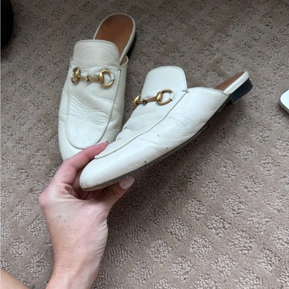 GUCCI PRINCETOWN LEATHER Slides White - Picture 2 of 4